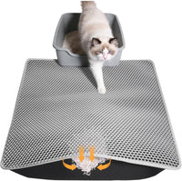 Cat Litter Mat 24"x15", Double Layer Waterproof Litterbox Mat - 30x24 Inch / Gray