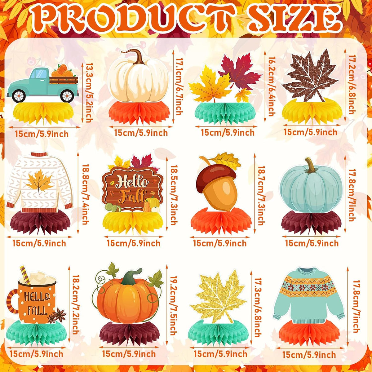 Moinchore 12 Diwali honeycomb table centerpieces with colorful 3D designs - view 11