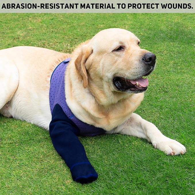 COODEO Dog Socks to Prevent Licking Paws, Healing Boots & Paw Protectors with Non-Slip Bottoms for Wound Protection, Waterproof Sleeve Shoes for Licking（Purple，2XL_Left
