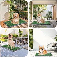 LOOBANI Dog Grass Pad with Tray - Dog Litter Box - Indoor Potty for Apartment and Patio Training - with 2 Packs Grass Pee Pads for Replacement, 16×20 Inch