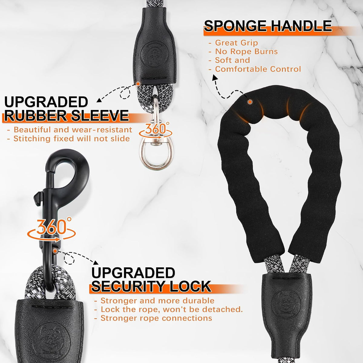 Double Dog Leash, No Tangle, Detachable360° Swivel - Black / S (8-45 lbs) - image 3
