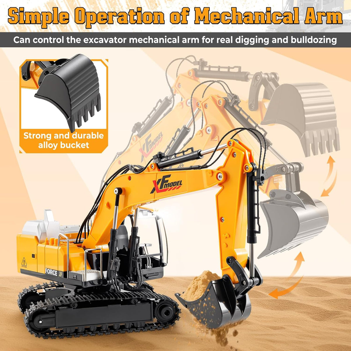 V-Opitos 13 channel RC excavator toy with alloy shovel - view 3