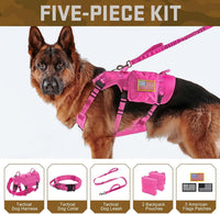 Forestpaw Tactical Dog Harness for Large Dogs, Military, L - L:Chest 27-40",Fit 70-140lbs / Hot Pink - image 2
