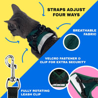 Travel Cat Harness and Leash Set - Medium / Emerald - image 3