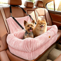 Pawaboo Dog Car Seat Bed, Memory Foam Booster for Medium/Large Dogs, Beige – Essentials for Dogs - Light Pink - image 2