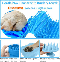 Dog Paw Cleaner Cup with Detachable Top Brush for Large & XL Dogs – Essentials for Dogs - Medium(3Towels&Brush) / Blue - image 4