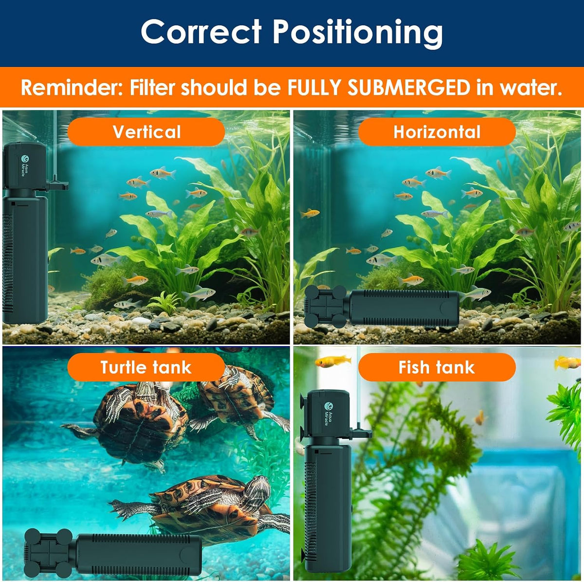 AquaMiracle Aquarium Filter with U, V Light & Filter Sponge - For Aquariums 60-150 Gal(SV-1000) - image 4