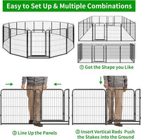 Dog Playpen Outdoor Extra Wide 16 Panels Heavy Duty Dog Fence 40" Height Anti-Rust with Doors Portable for RV Camping Yard, Total 42FT, 140 Sq.ft, Snowy Black