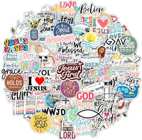 Krazy4K 100 pack waterproof vinyl Christian stickers with faith and Bible verse messages - view 3