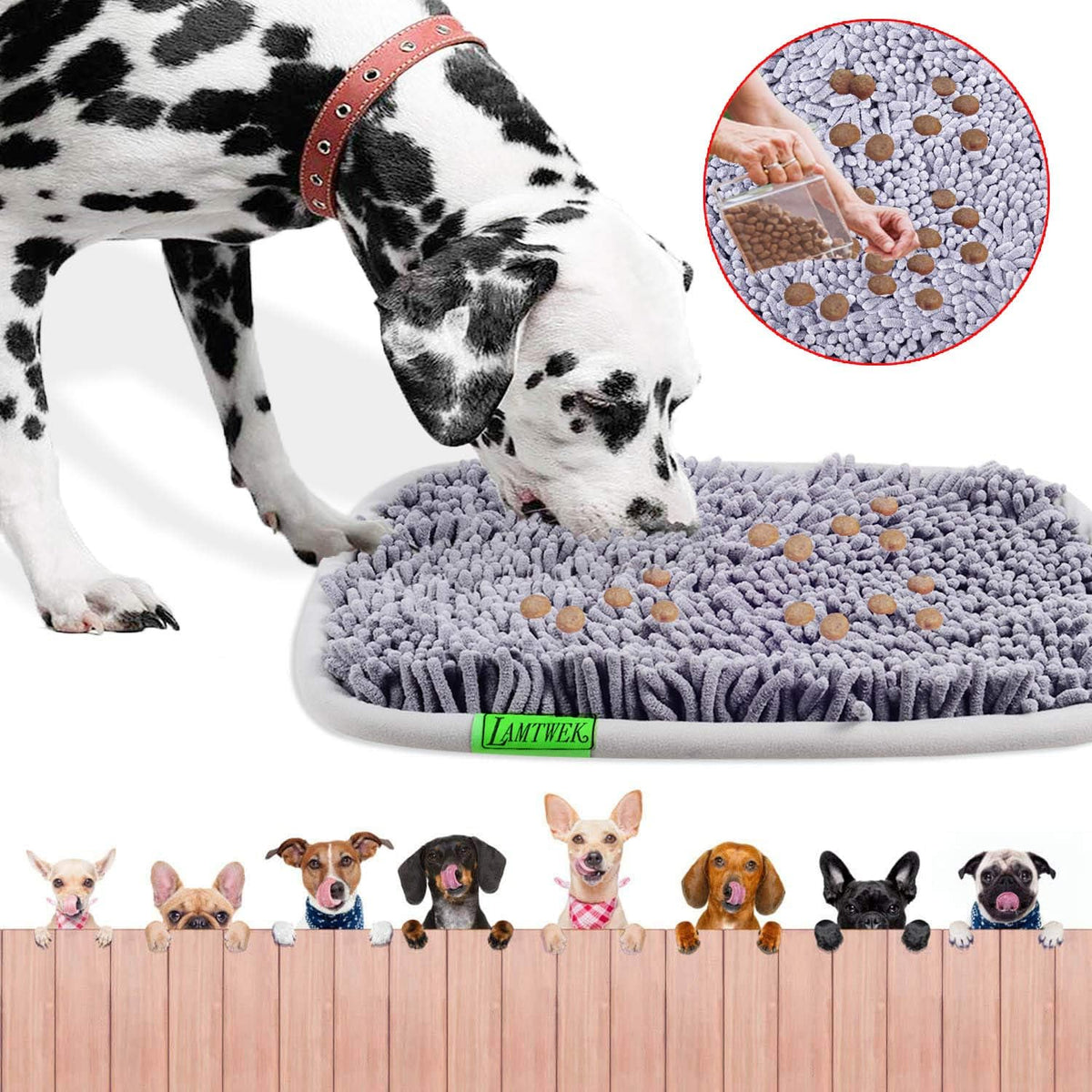Snuffle Mat for Dogs, 17" x 21" Dog Snuffle Mat Interactive Feed Game for Boredom, Encourages - Grey - image 2