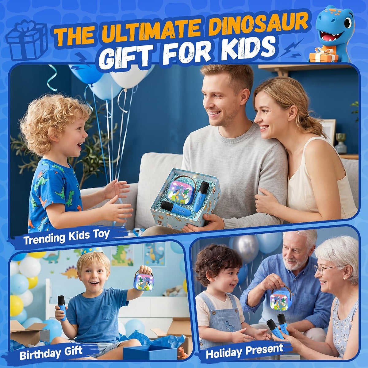 YLL Karaoke Machine for Kids - Navy Blue-Dinosaur - image 2