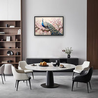 Quorin Peacock Large Wall Art Elegant Peacock Pictures Wall Decor Pink Flower Tree Canvas Print Painting Artwork for Bathroom Living Room Bedroom 36L x 24W