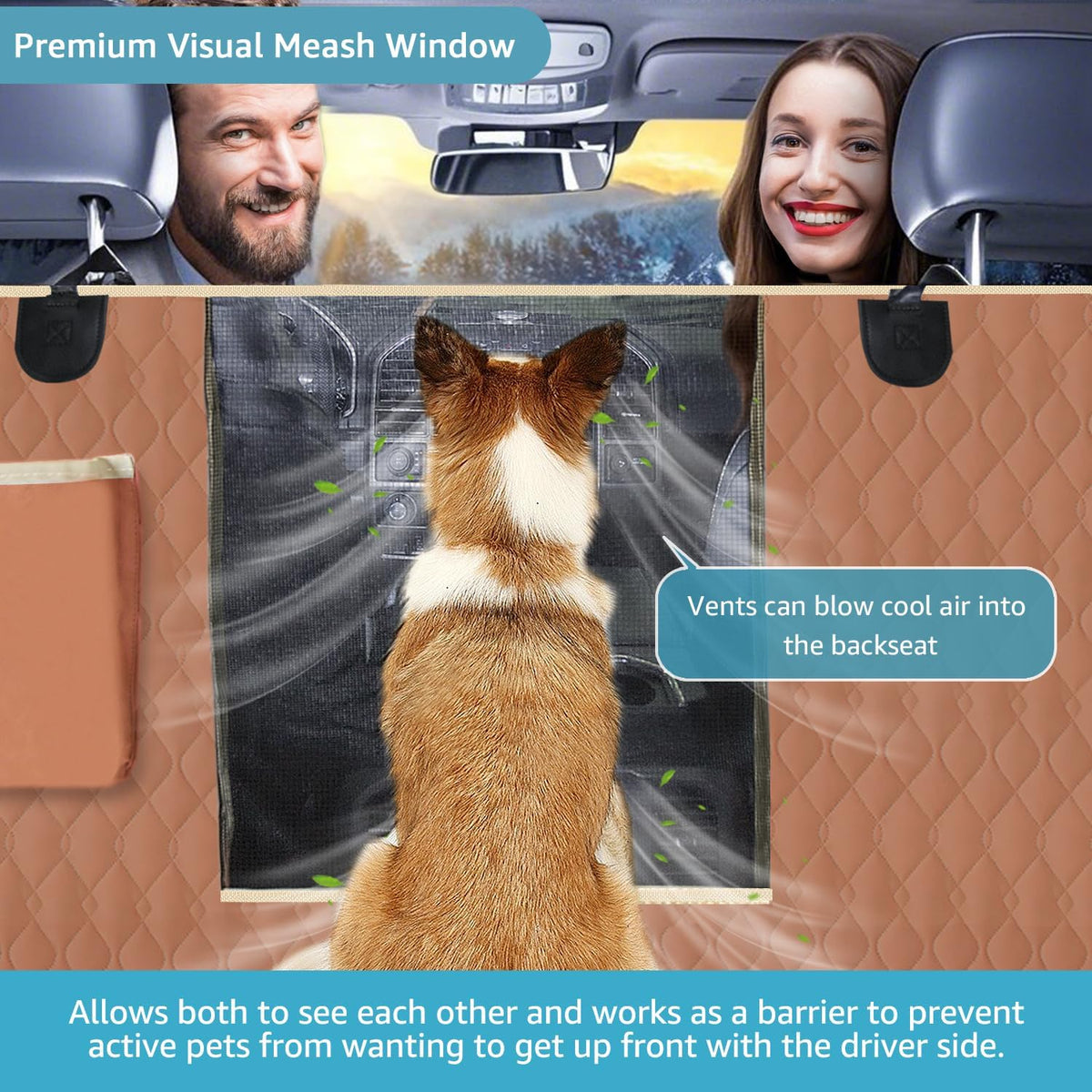 Lassie Dog Car Seat Covers for Back Seat with 2 Seat Belts - Brown / Standard - image 2