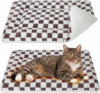 2 Pack Self Warming Cat Dog Bed Pad - Dark Brown / 22'' X 18'' / Plaid
