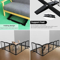 ZJSF Freestanding Dog Fence Indoor, Foldable Dog Gate for Doorways, Stairs or Hallways, Sturdy Wood Extra Wide Pet Gate with Support Feet for The House, Black, 24 "Height-6 Panels
