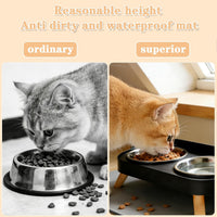 Elevated Cat Bowls with Food Mat - Black - image 2