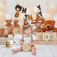 DCJHFJ First Birthday Decorations for Boy Highchair Banner One - White Beige Khaki - image 3