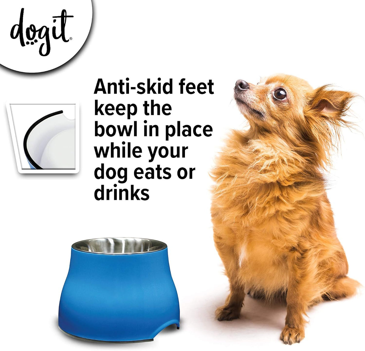 Dogit Elevated Dog Bowl for Large Dogs, White – Essentials for Dogs - Small / Blue - image 2