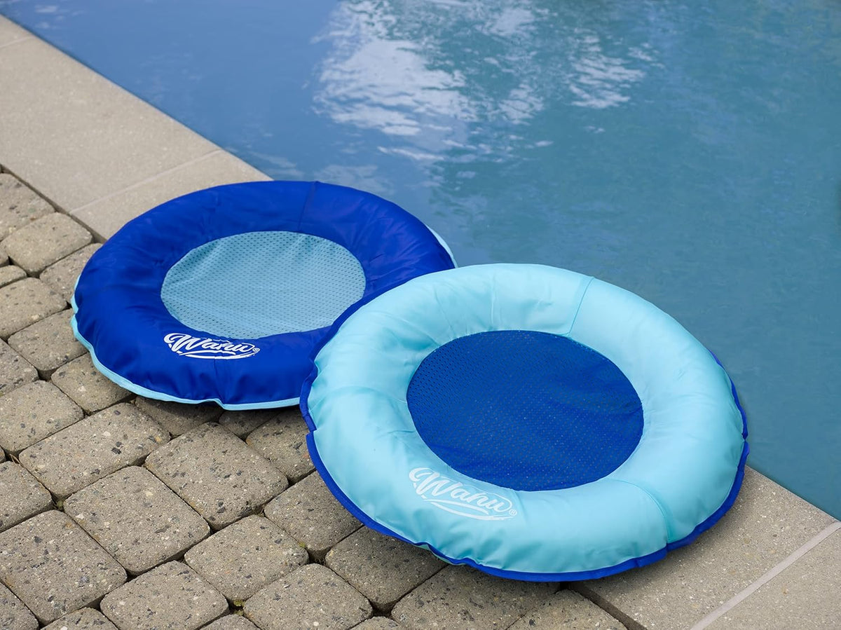 Wahu Hydro Pod round pool float in light blue and blue with drawstring carrying bag - view 2