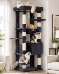 Heybly Cat Tree, 76-Inch Tall Heavy Duty Cat Tower for Big Cats HCT039G – Essentials for Cats - Smoky Gray / 60 inch