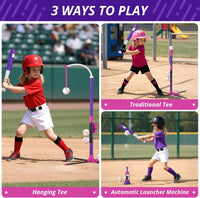HYES 3-in-1 Baseball Set for kids Auto Pitching Machine – Fun for Kids & Family - Purple - image 2