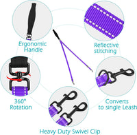 Two Point Control Dog Leash, No Tangle Training Walking Leashes – Essentials for Dogs - Purple - image 3