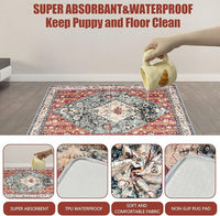 Washable Pee Pads for Dogs, (2 Pack, 36"x42") Upgrade Reusable Puppy Pads with Non-Slip Rug Pad, Super Thickening Absorbent Leakproof Dog Traning Pads Whelping Pad for Dogs, Doggie(Red-2)