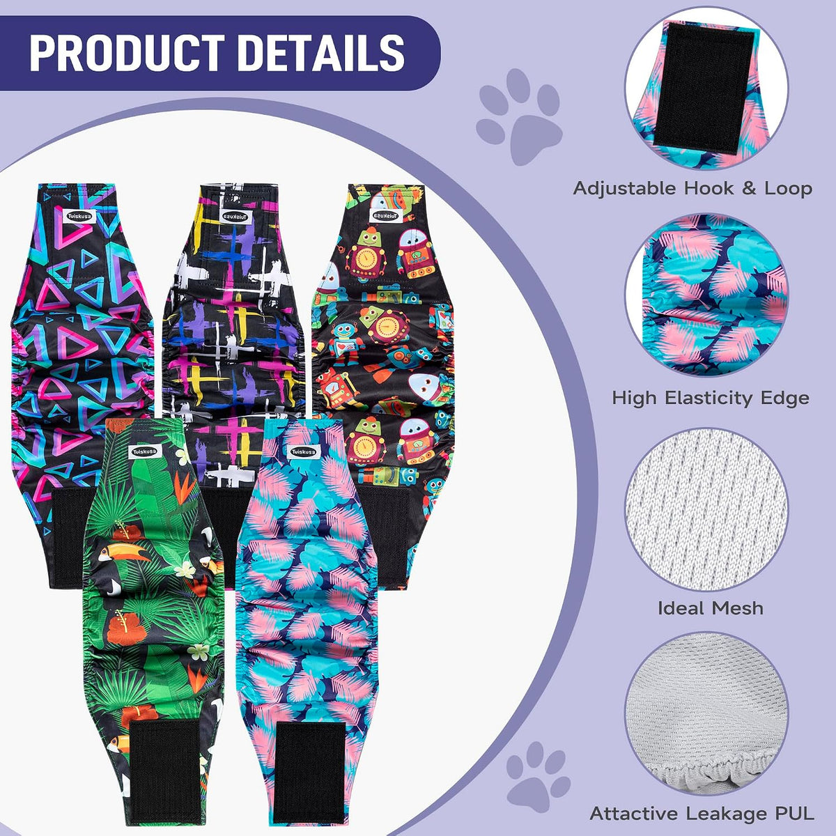 Tuiskusa Male Dog Diapers - Colorful / Small - image 4