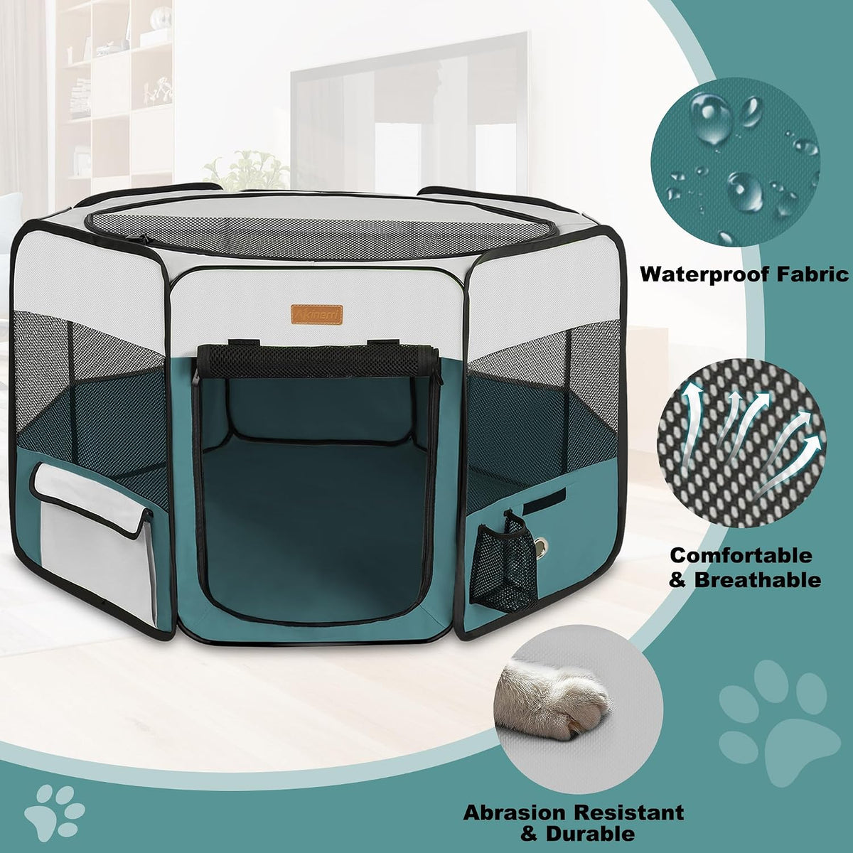 Akinerri Portable Dog Playpen - Medium / Blue - image 3