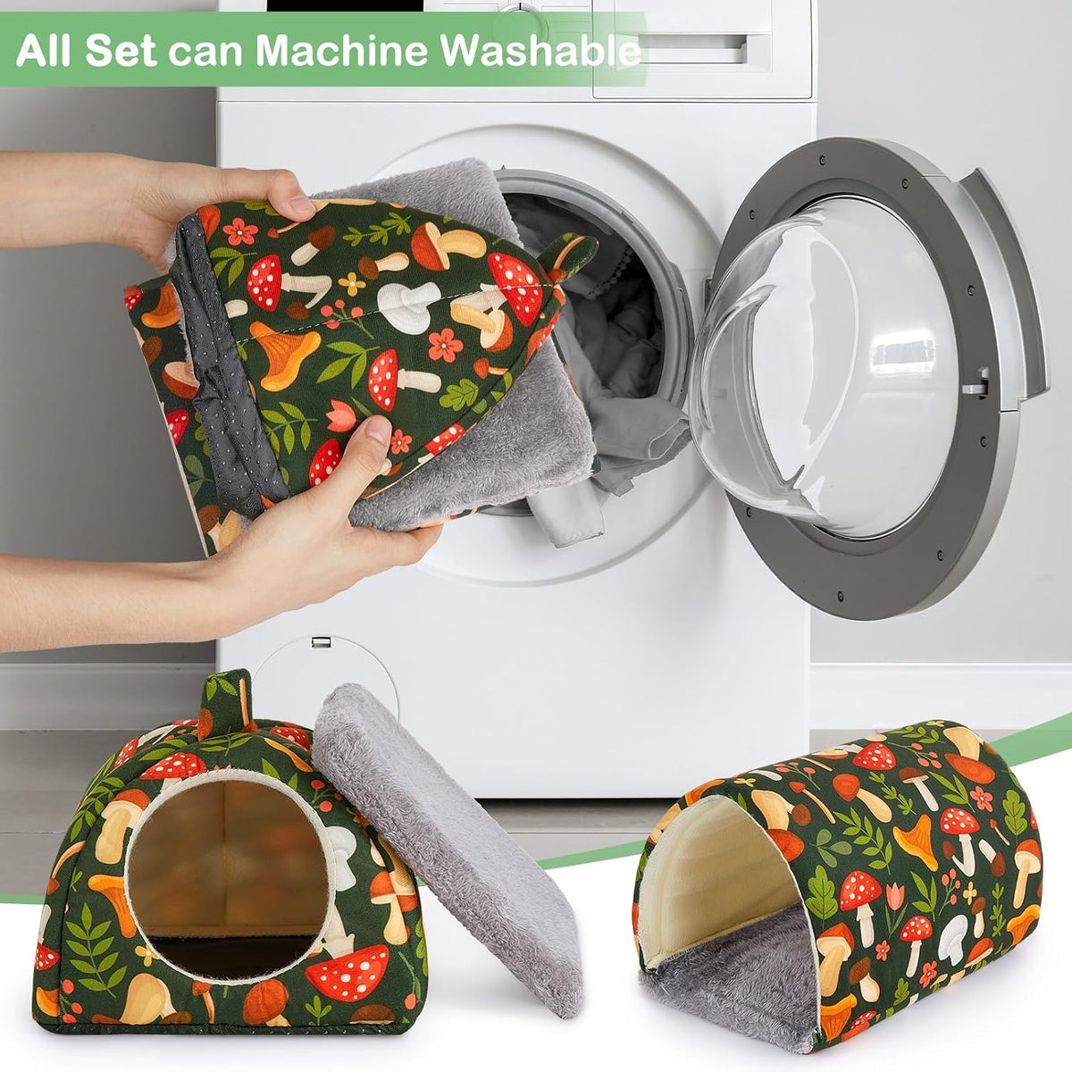 Bienbee Guinea Pig Hideout - Green Mushroom / Small(7.3"L x 7.3"W x 6.7"H) - image 4