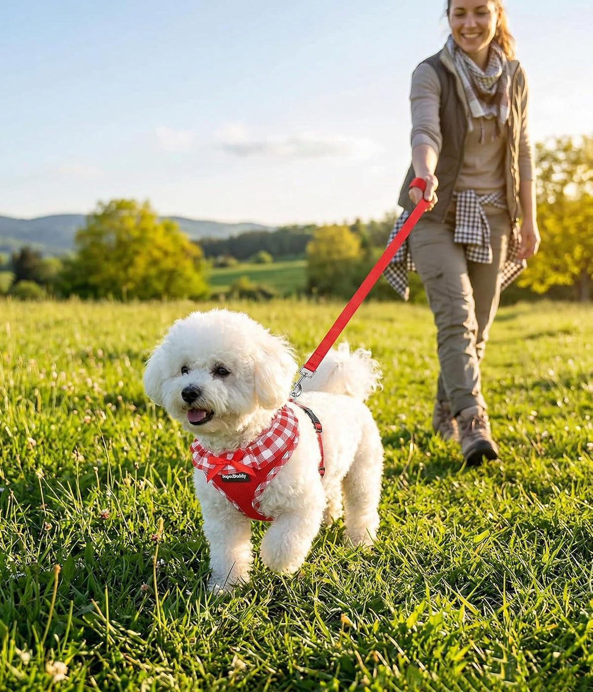 SuperBuddy Upgraded Soft Mesh Dog Harness - XS (Neck Girth 8.6"; Chest Girth: 11"-14") / Passion Red-2 - image 2
