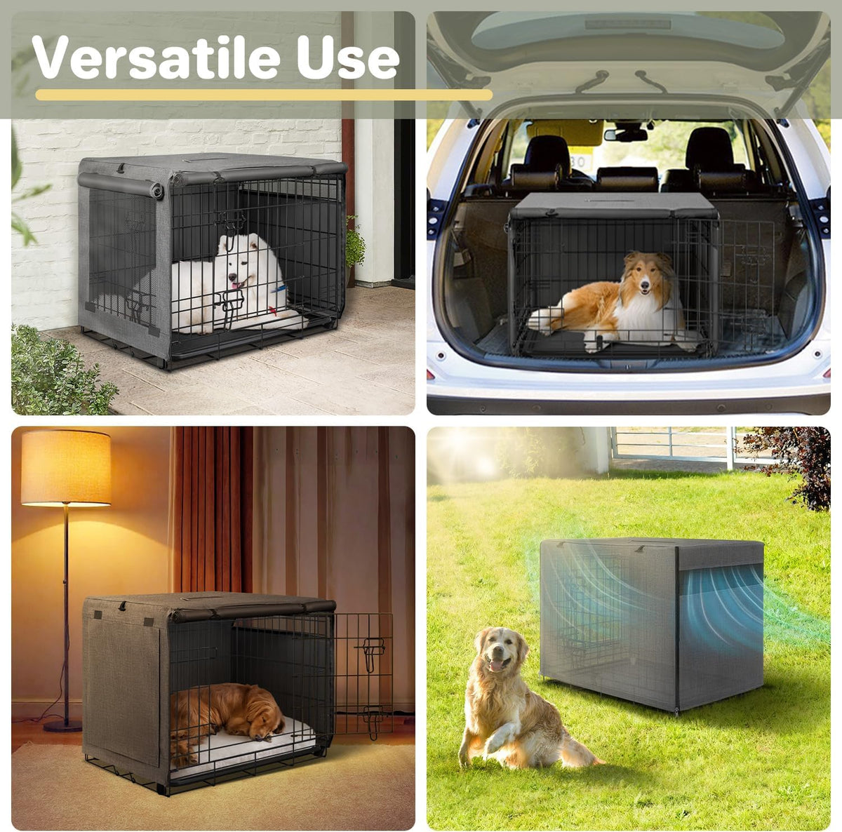 Dog Crate Cover, Kennel Covers Fit for 30 Inch Dogs Crate - Grey (with left window) / 24 Inch - image 2