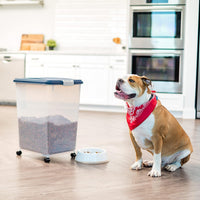 IRIS USA Airtight Pet Food Storage Rolling Container - 54 lbs / Navy - image 2
