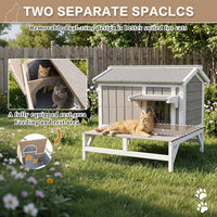 Outdoor & Indoor Wooden Cat House - Scratch Mat House – 25.6"W - image 2