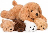 PixieCrush labradoodle stuffed animal pillow with 4 surprise plush puppies inside - view 2
