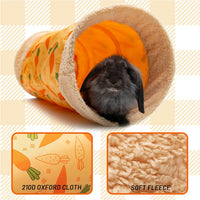 Rabbit Hideout Tunnel, Soft Fleece Foldable Bunny Tube Nest Indoor – Essentials for Small Pets - image 3