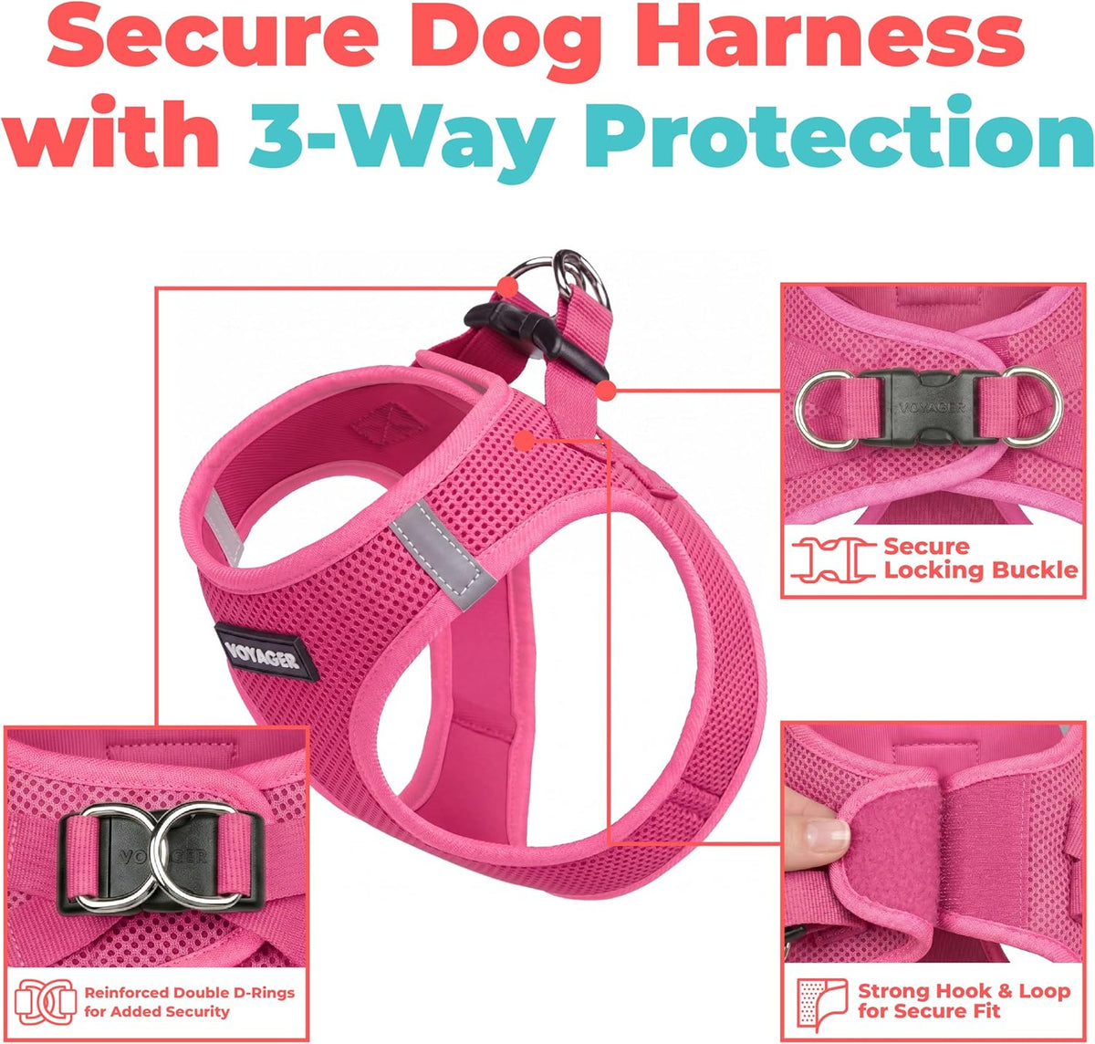 Voyager Step-in Air Dog Vest Harness - Fuchsia / XS (Chest: 13 - 14.5") - image 2