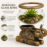 Elephant Decorative Bowl with Removable Glass Vessel - image 4