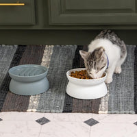 Kitty City Elevated Slow Feeder Cat Bowls - Gray/White / Small - Slow Feed - image 3
