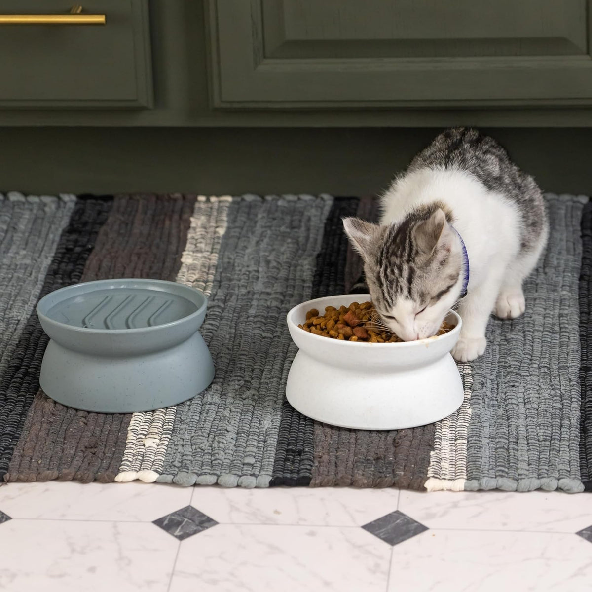 Kitty City Elevated Slow Feeder Cat Bowls - Gray/White / Small - Slow Feed - image 3