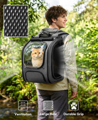 Pecute Cat Backpack Carrier, Large Space Cat Bubble Backpack - Gray / 12.6"L x 10.2"W x 16.5"H - image 3