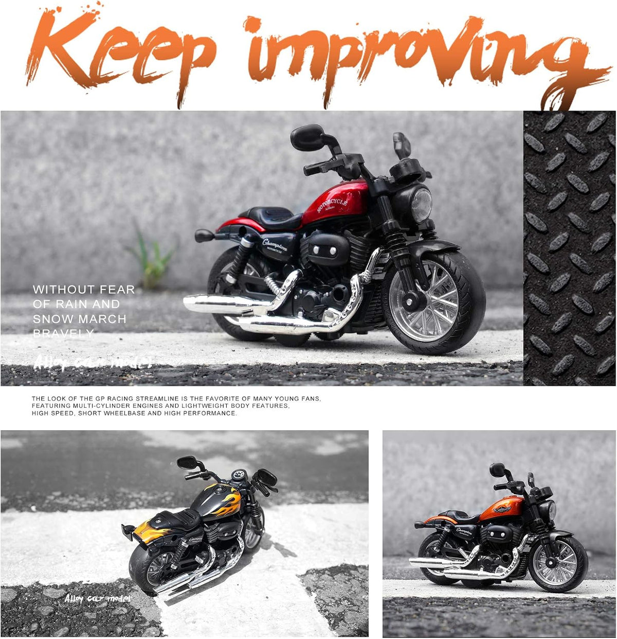 Toy Motorcycle, Pull Back Moto Bike Toy with Sound and Light – Fun for Kids & Family - Black - image 3