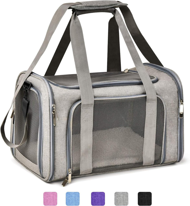 Henkelion Cat Carriers Dog Carrier Pet Carrier For Small / Medium - 17.0"L x 11.0"W x 11.0"H / Grey