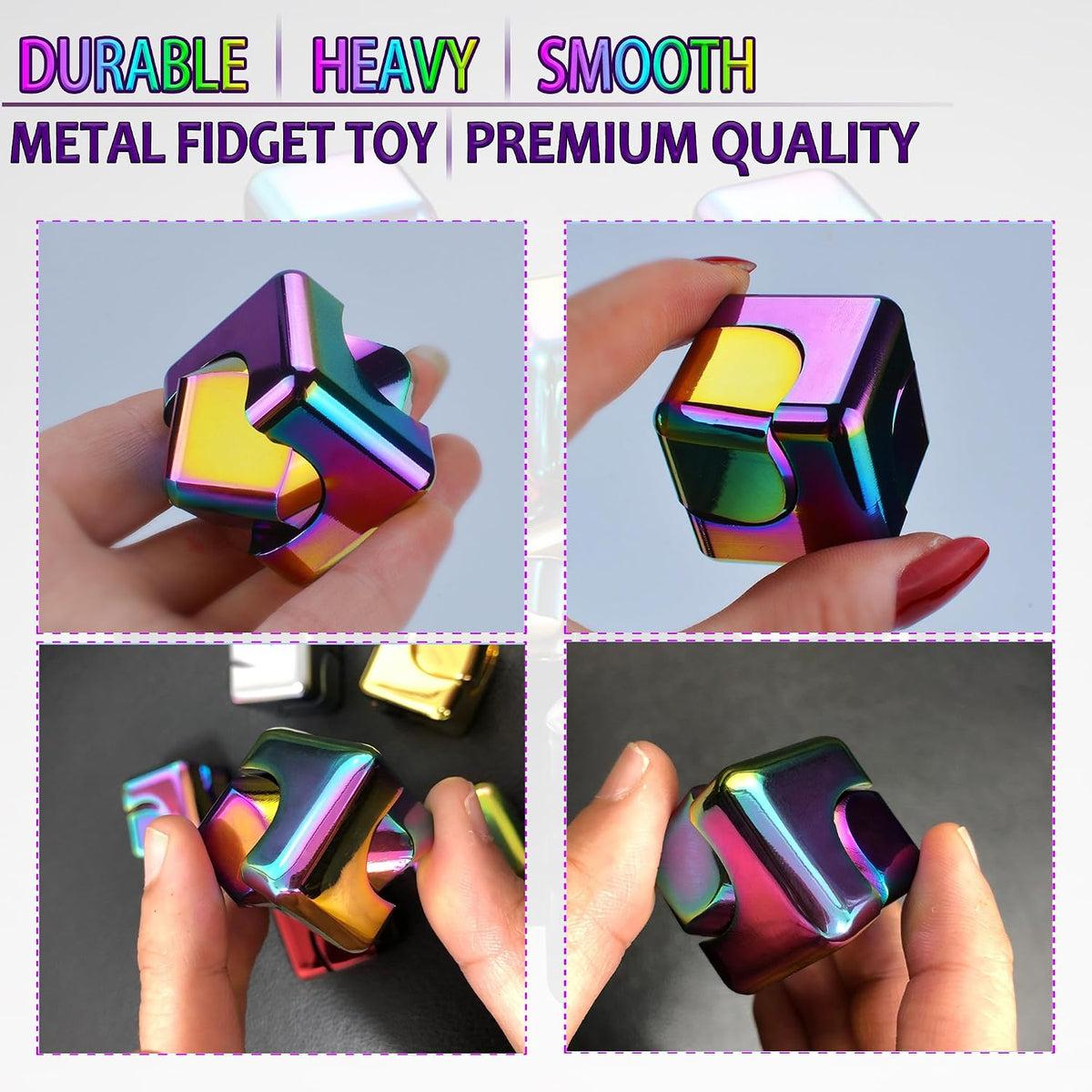 Fidget Spinner Toys Cube Adults - Rainbow+rainbow - image 4