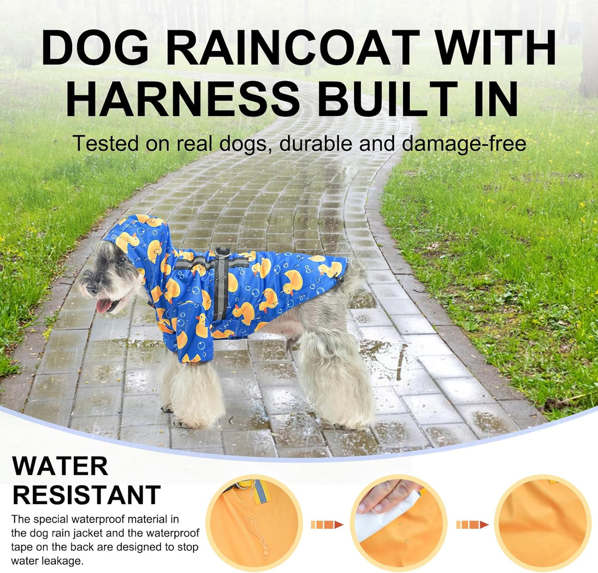 Dog Raincoats for Medium Dogs, Waterproof Rain Jacket with Hood – Essentials for Dogs - Duck Blue / XS(Back 10.5", Chest 16.9", Neck 12") - image 4