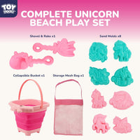 TOY Life 41-Pc Beach Sand Toy Set, Silicone Bucket & Shovels - 12pcs Unicorn Sand Toys - image 3
