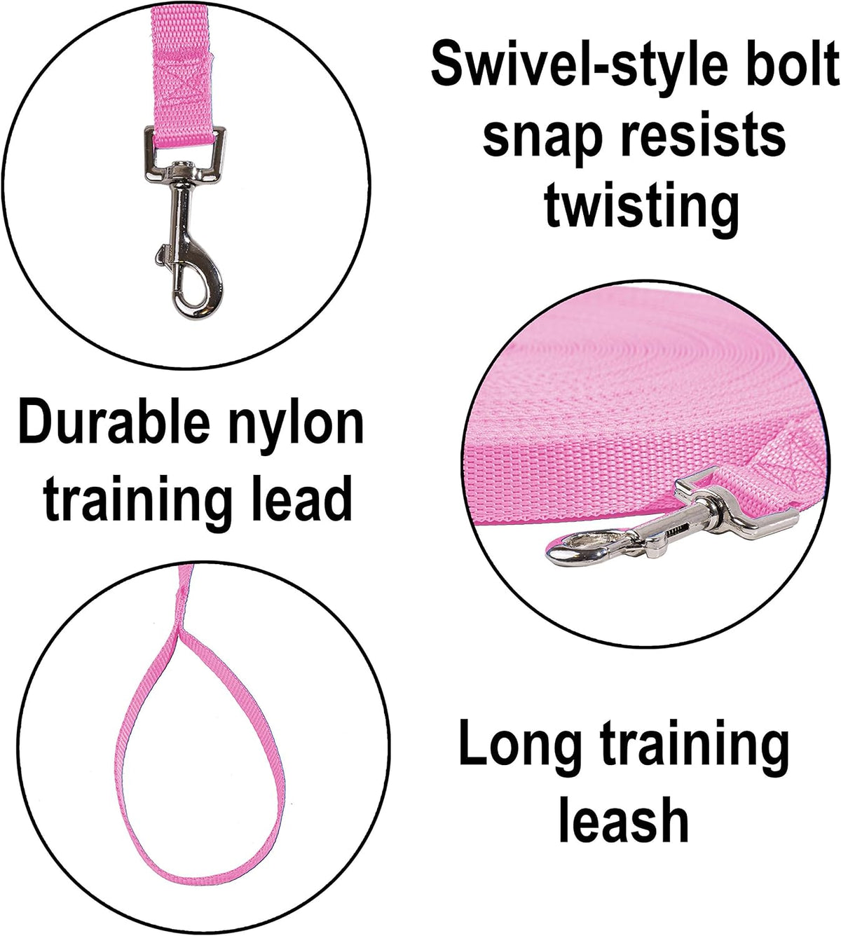 Hi Kiss Dog/Puppy Obedience Recall Training Agility Lead - 15 Feet / Pink - image 3