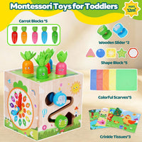 KMTJT 7-in-1 wooden activity cube with bead maze, learning clock and shape sorter - view 6