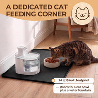 Silicone Pet Food Mat, Extra Large 34x22 Inch - Black / 24"L x 16"W - image 3