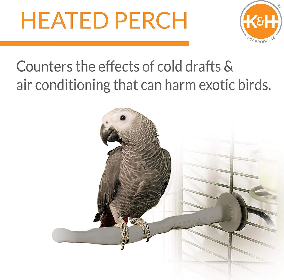 K&H PET PRODUCTS Thermo-Perch Heated Bird Perch Gray Large 2 X 14.5 - image 2